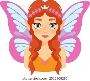 Fairy with red hair and pink wings