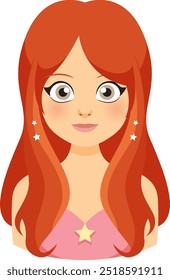 Fairy with red hair and star accessories