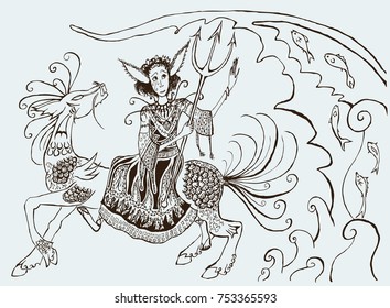 Fairy rider on a seahorse