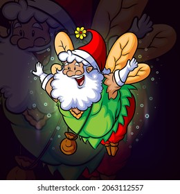 The fairy santa esport mascot design of illustration