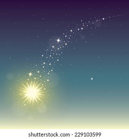 Fairy shooting star. Abstract background