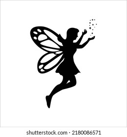 fairy silhouette. butterfly girl sign and symbol. fantasy creature vector illustration.