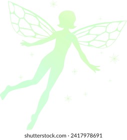 fairy silhouette clip art green