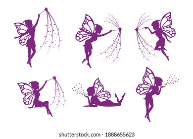 fairy silhouette collection, simple vector illustration design