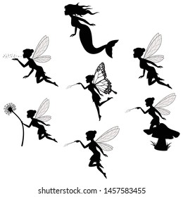 fairy silhouette collections in white backgorund