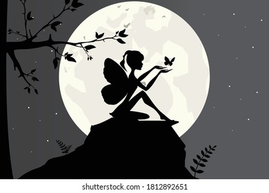 fairy silhouette  design, simple vector illustration