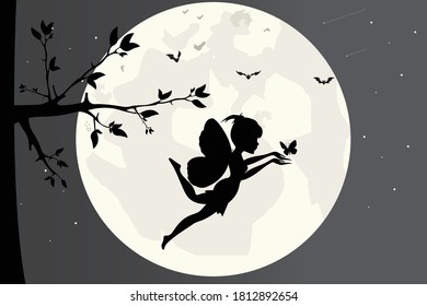 fairy silhouette  design, simple vector illustration