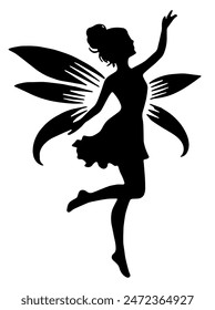 Fairy Silhouette: Enchanted Creature, Fantasy Being, Magical Spirit, Flat Vector Illustration