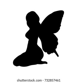 Fairy silhouette fairytale fantasy magical. Vector illustration.