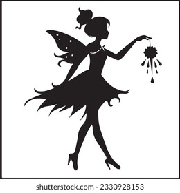 Fairy Silhouette icon vector black images