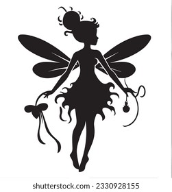 Fairy Silhouette icon vector black images