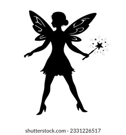 Fairy silhouette isolated. Vector illustration