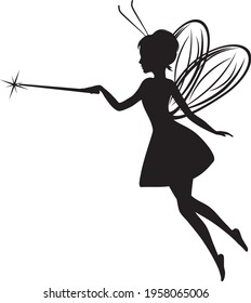 Fairy silhouette. Simple drawing for design. Vector
