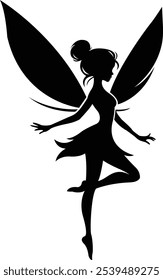 Fairy Silhouette, Fairy, Tooth Fairy, Fairies, magic-fairy design - Silhouette of a fairy. Decoration for windows, wall and interior design	