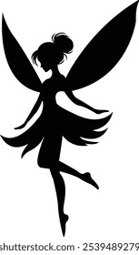 Fairy Silhouette, Fairy, Tooth Fairy, Fairies, magic-fairy design - Silhouette of a fairy. Decoration for windows, wall and interior design	