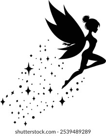 Fairy Silhouette, Fairy, Tooth Fairy, Fairies, magic-fairy design - Silhouette of a fairy. Decoration for windows, wall and interior design	