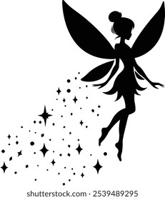 Fairy Silhouette, Fairy, Tooth Fairy, Fairies, magic-fairy design - Silhouette of a fairy. Decoration for windows, wall and interior design	