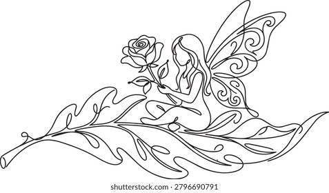 Fairy sitting leaf holding