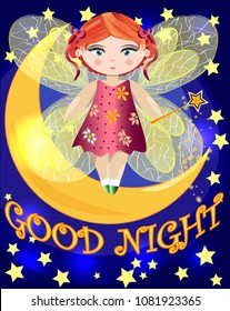 Fairy sitting on a moon