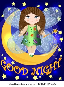 Fairy sitting on a moon