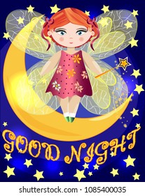 Fairy sitting on a moon