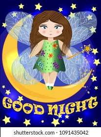 Fairy sitting on a moon