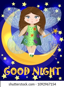 Fairy sitting on a moon