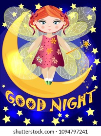 Fairy sitting on a moon