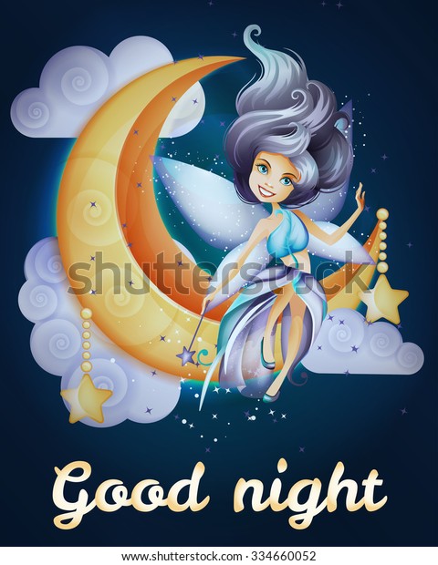 Fairy Sitting On Moon Stock Vector Royalty Free Shutterstock