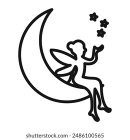 fairy sitting on moon icon mark in filled style
