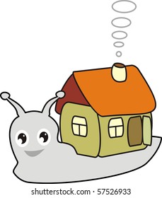 Fairy snail with a small house in cartoon style