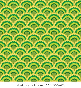 Fairy snake skin scales squama background, vector seamless fabric pattern, tiled textile print. Typical chinese squama scales seamless arc tiles ornament. Textile pattern.