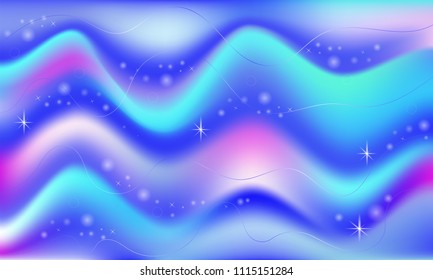 Fairy space magic glow vector mermaid background.Glowing beautiful universe.Rainbow mesh.Multicolor universe space banner in princess colors.Fantasy pink gradient backdrop graphics poster