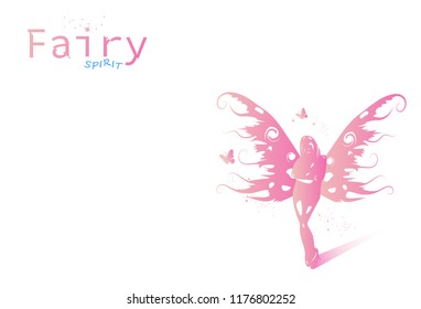 Fairy spirit and butterfly with stars dust particles scatter sprakle, nature fantasy cosmetic concept collection, fashion beauty design abstract background vector illustration