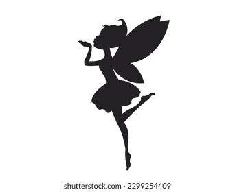 Fairy and star dust vector silhouette eps. beautiful fairy silhouette.