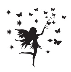 Fairy With Stars  Butterfly Switch Board Wall Sticker