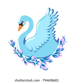 Fairy Swan Vector Illustration.