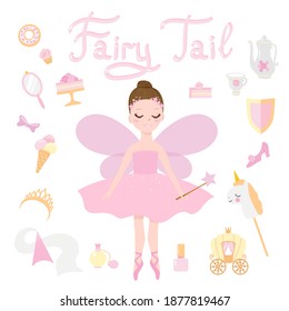 fairy taile princess set on the white background