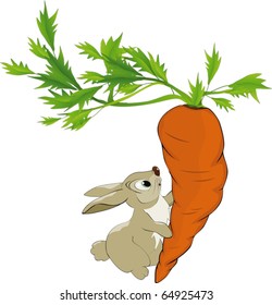 Fairy tale about a bunny and very big carrot