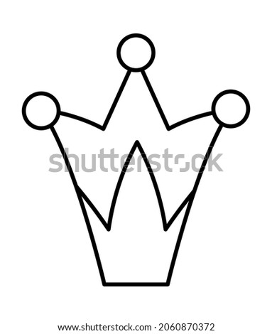 Fairy tale black and white crown isolated on white background. Vector line fantasy king or queen accessory. . Medieval fairytale royal jewelry icon
