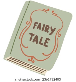 Fairy Tale Book. Hand drawing cute cozy illustration in kids style. Childish adorable cottagecore hand drawn element. Vector isolated on white