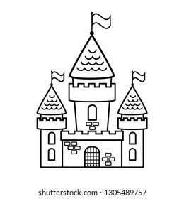 Fairy Tale Cartoon Castle Coloring Page Stock Vector (Royalty Free ...