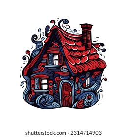 Fairy tale cartoon house vector illustration. 