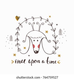  fairy tale - cartoonpuppy,dog.hand drawn vector illustration. Can be used for baby t-shirt print, fashion print design, kids wear, baby shower celebration greeting and invitation card