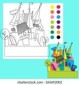 Fairy tale castle. Coloring book for children