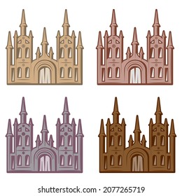 Fairy Tale Castle Icon Vector Illustration. Medieval Castle Isolated On A White Background
