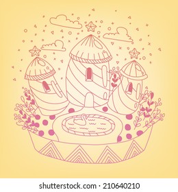 Fairy Tale Castle / Vector illustration of Cute Princess Castle