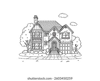 Fairy Tale Castle Vector Illustration on White Background