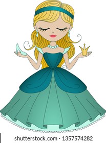 Fairy tale character. Cinderella. Vector.