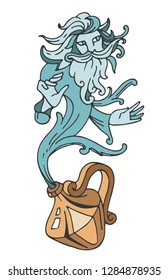 Fairy tale character Genie. Vector character in fiction. Hand-drawing ornamental.